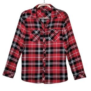 Ci Sono Red Black Plaid Button Down Shirt Long Sleeve M Cozy Classic Holiday